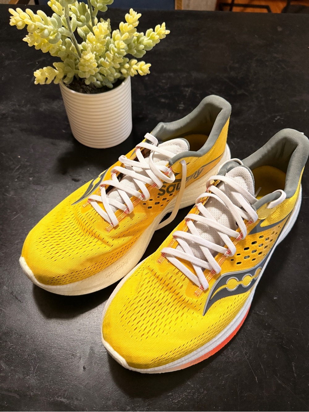 Saucony Women's Yellow Athletic Running Shoes with Gray Accents